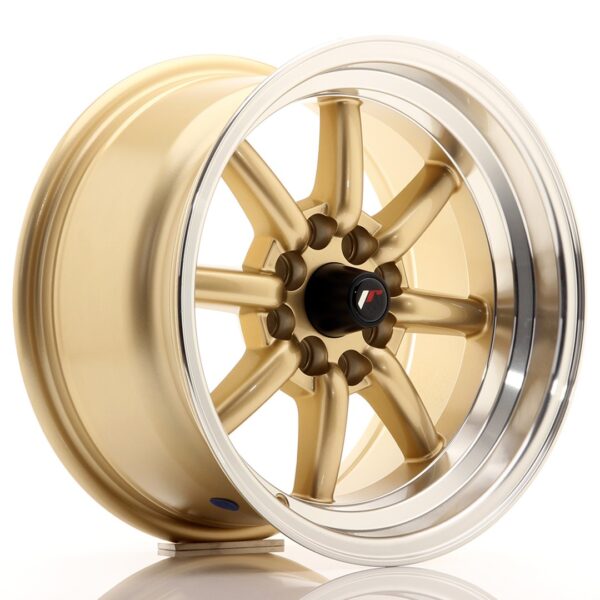 JR Wheels JR19 15x8 ET0 4x100/114 Gold w/ Machined Lip Alloy Wheel