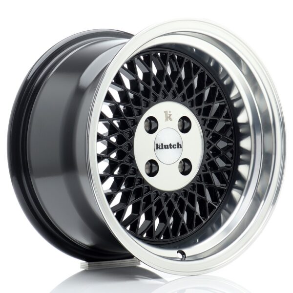 Klutch SL1 16x8 ET15 4x100 Gloss Black w/ Machined Lip Alloy Wheel