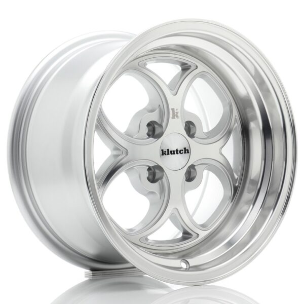 Llanta de aleación Klutch SL2 15x8,5 ET17 4x100 con cara mecanizada plateada