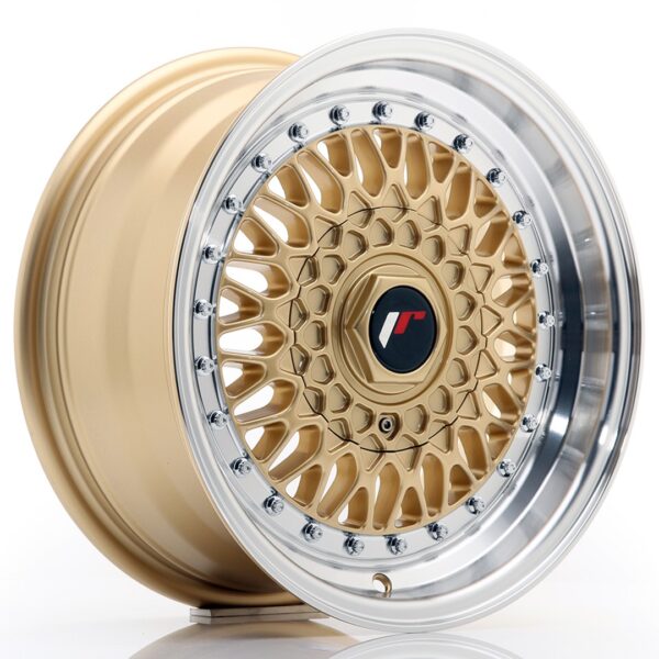 JR Wheels JR9 15x7 ET20 BLANK Gold w/ Machined Lip Alloy Wheel