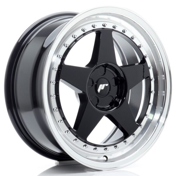 JR Wheels JR6 18x8,5 ET20-40 5H BLANK Gloss Black w/ Machined Lip Alloy Wheel