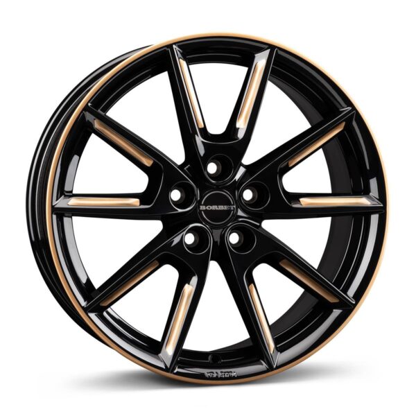 R19x8J 5X112 ET50 CB-66.6 black glossy gold spoke rim