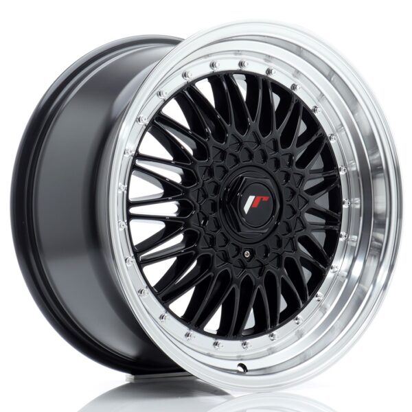 JR Wheels JR9 18x9 ET20-40 BLANK Gloss Black w/ Machined Lip Alloy Wheel