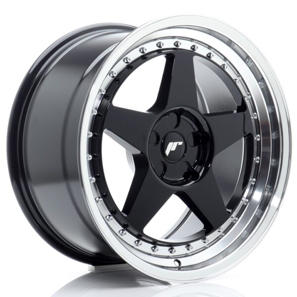 JR Wheels JR6 18x9,5 ET20-40 5H BLANK Gloss Black w/ Machined Lip Alloy Wheel