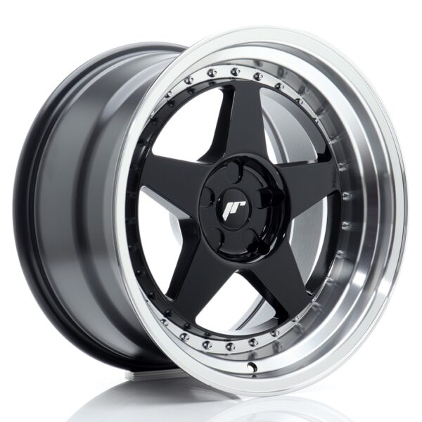 JR Wheels JR6 18x10,5 ET0-25 5H BLANK Gloss Black w/ Machined Lip Alloy Wheel