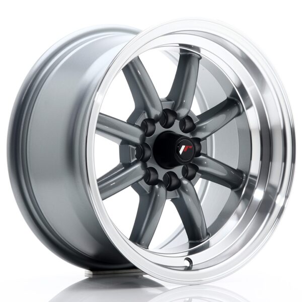 JR Wheels JR19 15x8 ET0 4x100/114 Gun Metal w/ Machined Lip Alloy Wheel